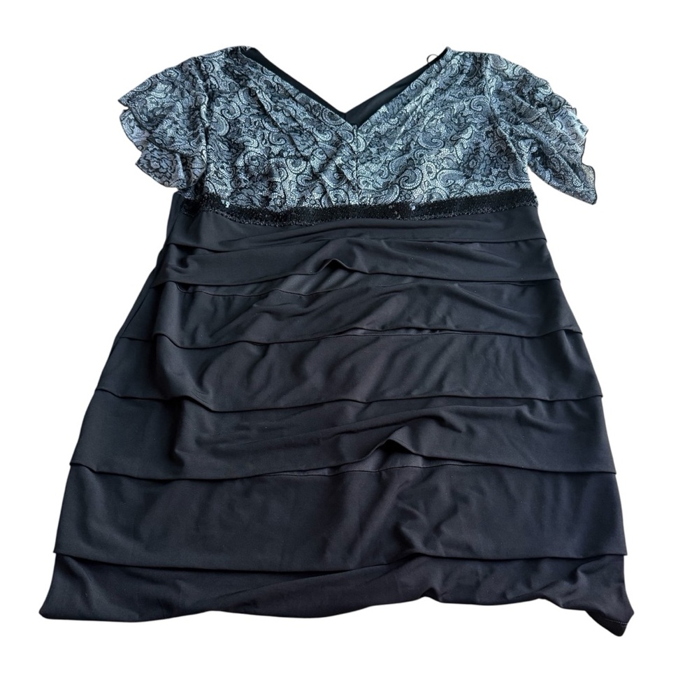 Enfocus‎ Studio Women’s Black and Gray Layered Size 20W Wedding V Neck Dress
